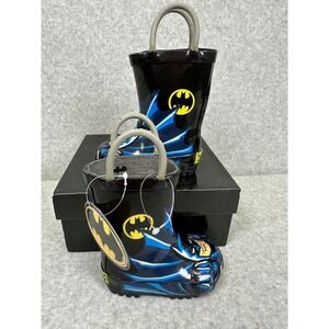 Batman Rain Boots Kids Black‎ Character Rubber Handles DC Comics Toddler Size 5
